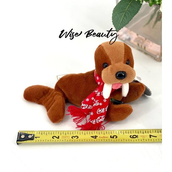 Coca Cola Walrus Bean Bag Plush With Coke Bottle & Red Logo Scarf Vintage 1998 - Picture 4 of 5